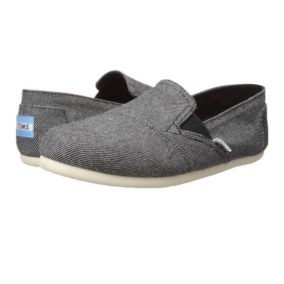 Toms Womens Black Twill Slip On Canvas Loafer Flat Shoes Size 5.5 NWOB - Picture 1 of 6
